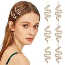 Snake Hair Pins 6Pcs with Sparkly Rhinestones Hair Clips, 6 Pcs Alloy Snake H...