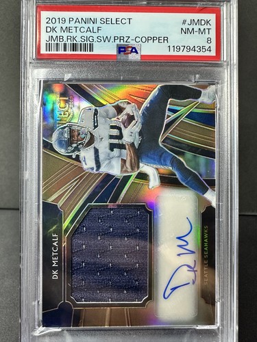 2019 Select DK Metcalf RC Copper Prizm RPA /25 PSA 8 JERSEY # 14/25 Seahawks