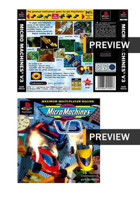 Micro Machines V3 - PlayStation PS1 Replacement Inlay Covers Front Back - Image 1 of 3