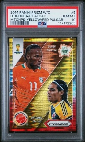 2014 Prizm World Cup Drogba Falcao Matchups Yellow Red Pulsar PSA 10 Pop 3