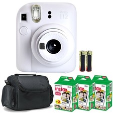 FUJIFILM INSTAX MINI 12 Instant Film Camera Clay White 3x Mini Instax Film Kit