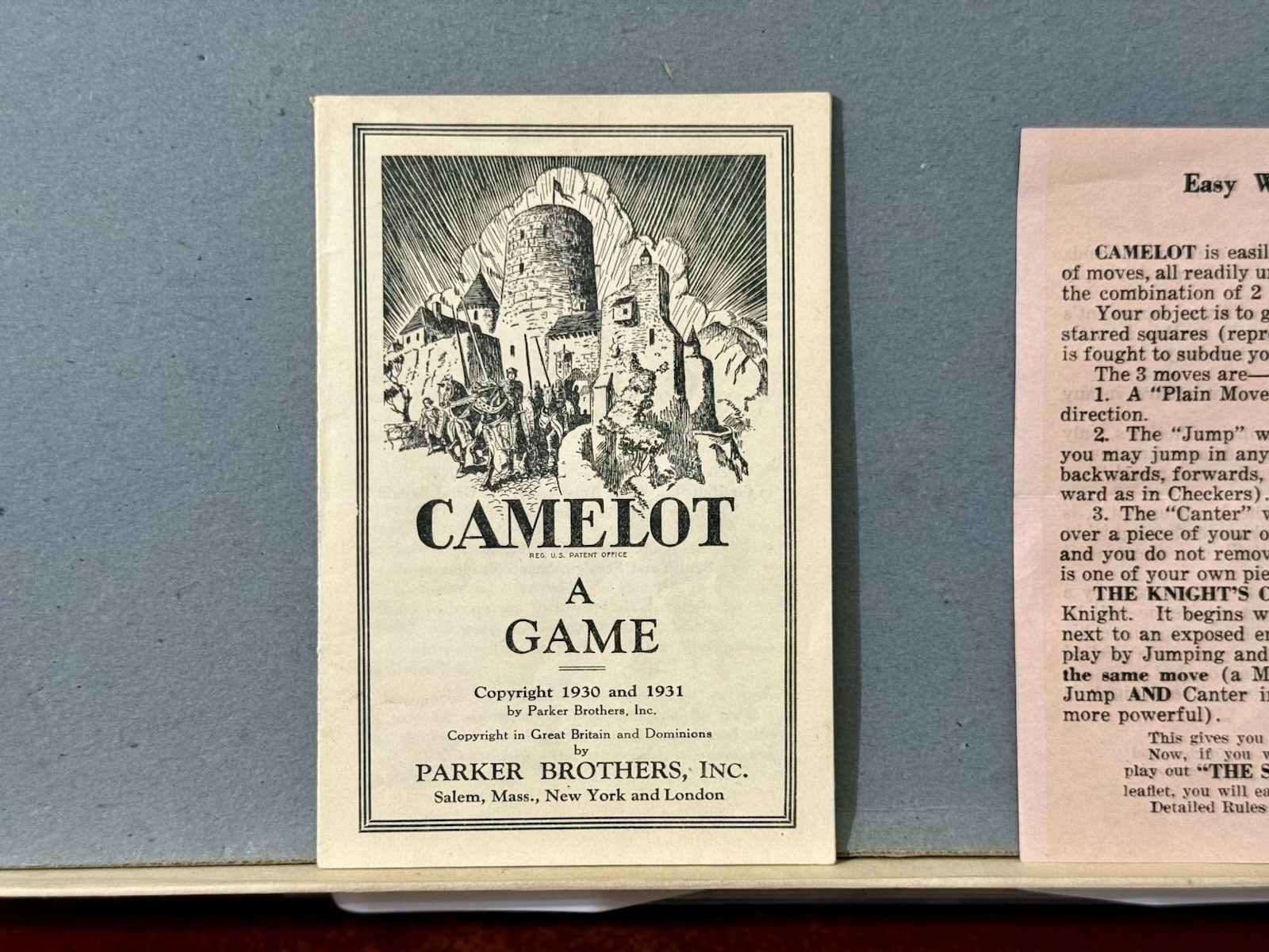 Parker Brothers CAMELOT Battle Game 1931 Medieval Strategy Board Game COMPLETE