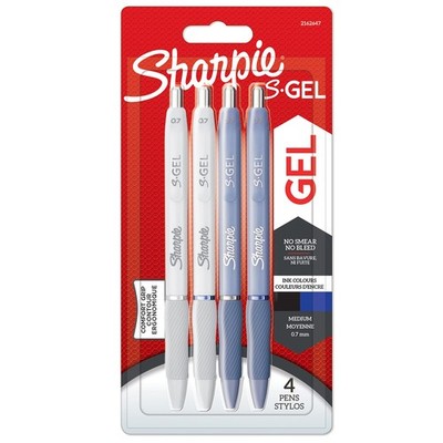 Sharpie S Gel Pens 4 Count Bold Ink No Smear No Bleed Comfortable Grip 0.7Mm