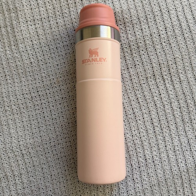 #ad Stanley Classic Trigger Action Travel Mug Pink Peach Stainless Steel 16oz Thermo $31.00