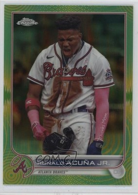 2022 Chrome Sonic Green & Yellow Pulse Refractor 13/99 Ronald Acuna Jr #165 19n6
