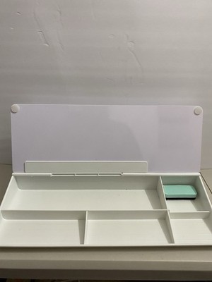 TSJ Glass Desk Whiteboard W/ Storage Desk Buddy To-do List Memo Desktop Dry Eras