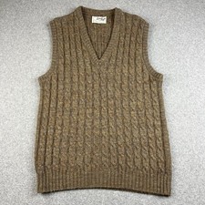 Vintage Lord Jeff Sweater Vest Mens Large Brown Cable Knit Dupont Orlon USA 80s