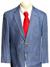 Hart Schaffner Marx Blazer Mens Size 44R Blue Made in USA 2 Button Sport Coat