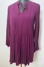 Old Navy  Dress Sz Small Petite pleated front keyhole flowy bohemian purple