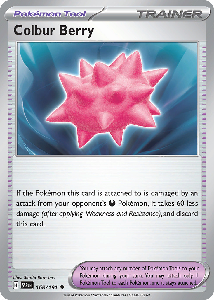 COLBUR BERRY 168/191 UNCOMMON SURGING SPARKS POKEMON REVERSE HOLO LIGHTLY PLAYED
