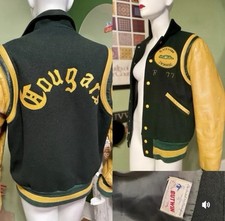 Vtg Butwin 70s Varsity Wool Leather Letter Jacket COUGARS Sz M Unisex Swim Team