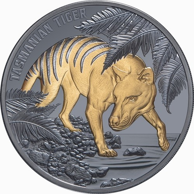 #ad #ad Niue 2026 TASMANIAN TIGER Thylacine $1 Oz Silver GILDED BLACK PROOF—MINTAGE 750 $199.95