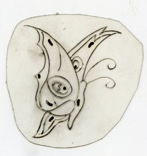 original antique tattoo flash butterfly stencil acetate breezy rantoul IL 2x3