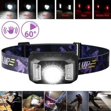 Rechargeable LED Headlamp Motion Sensor Powerful Head Lamp Headlight Work Light