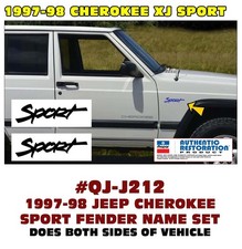 Qj-j212 1997-98 Jeep Cherokee Xj - Sport Name Fender Decal Set Qj-j212 1997-98 Jeep Cherokee Xj - Sport Name Fender Decal Set