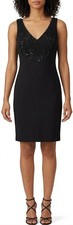 NWT LAUREN Ralph Lauren Sheath in Black Sequin Embellished V-neck Dress 8 185