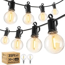 Brightown Outdoor String Lights 35 ft with 30 Bulbs Waterproof Connectable