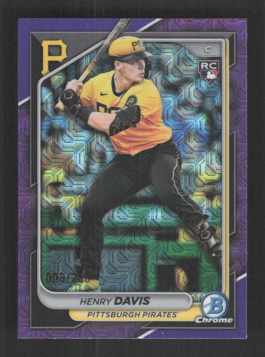 Henry Davis 2024 Bowman Chrome Purple Mojo Refractors #/250 Rookie Pirates #7