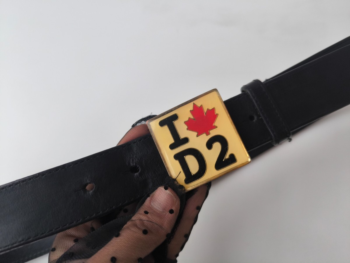 【関税&送料込】Dsquared Black Leather Belt DSQUARED2 Canadian Twins Leather Belt | Black | FARFETCH