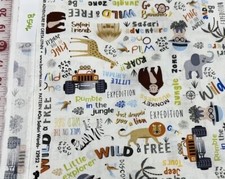 On Safari Words-Safari Adventure by Benartex cotton quilt fabric- Half Yard