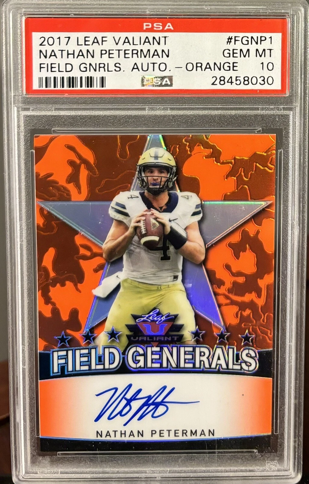 Nathan Peterman Leaf Valiant Field Generals Autographs #FGNP1 Orange
