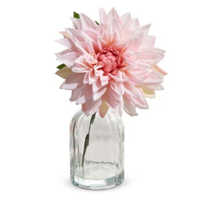Raz Imports Real Touch Dahlia Stem In Glass Vase, Light Pink - 10'' (4441825B)