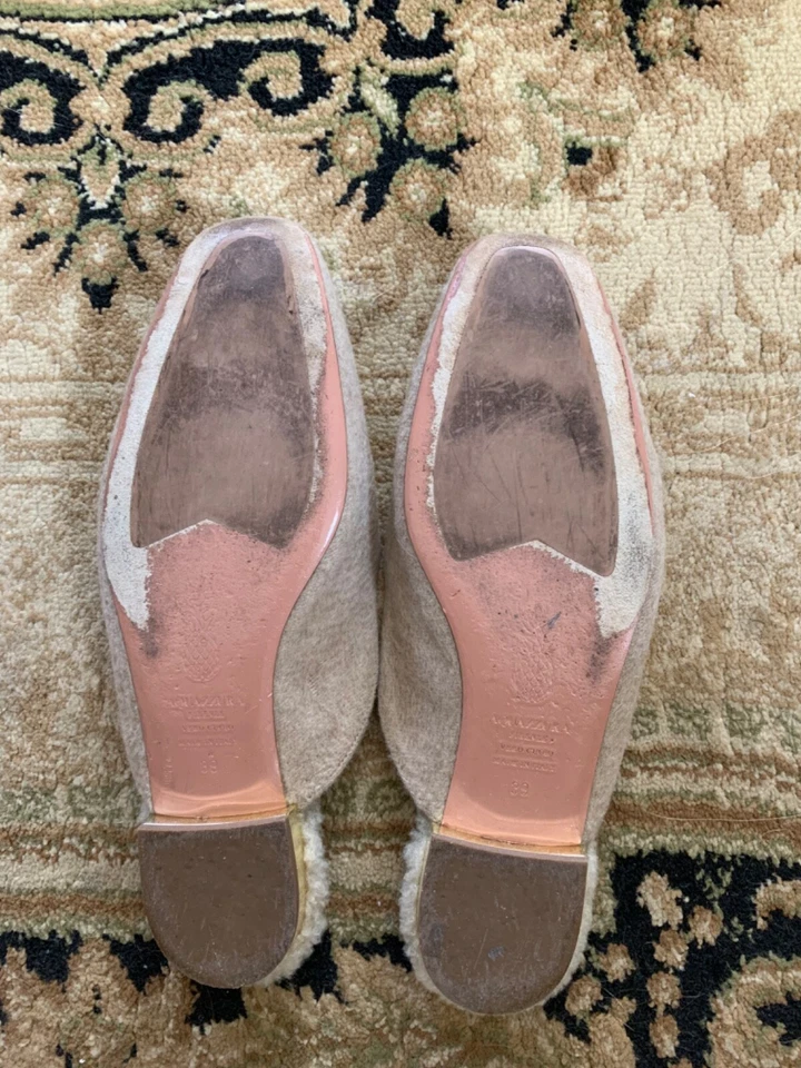 Aquazzura Slip On Shearling Forrado Mules 39 Italiano Preppy Silencioso Lujo Neutro Foto 4 de 4