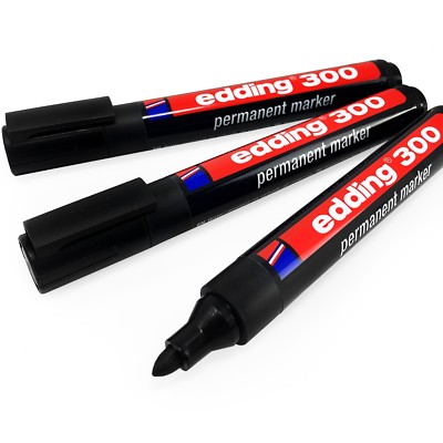Edding 300 Permanent Marker Pen 1.5-3mm Bullet Tip Black Pack of 3