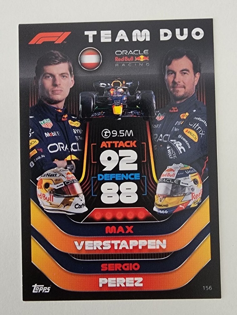 2022 Turbo Attax - Verstappen / Perez Red Bull Team Duo Formula 1 F1 Card #156