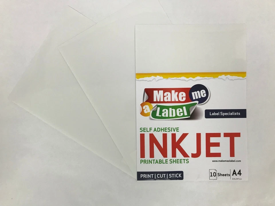 10 Premium Transparent / Clear A4 Self Adhesive Inkjet Printable Sticker Sheets - Image 3 of 4