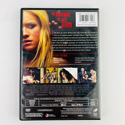 Prom Night DVD 2008 Brittany Snow, Scott Porter, Jessica Stroup