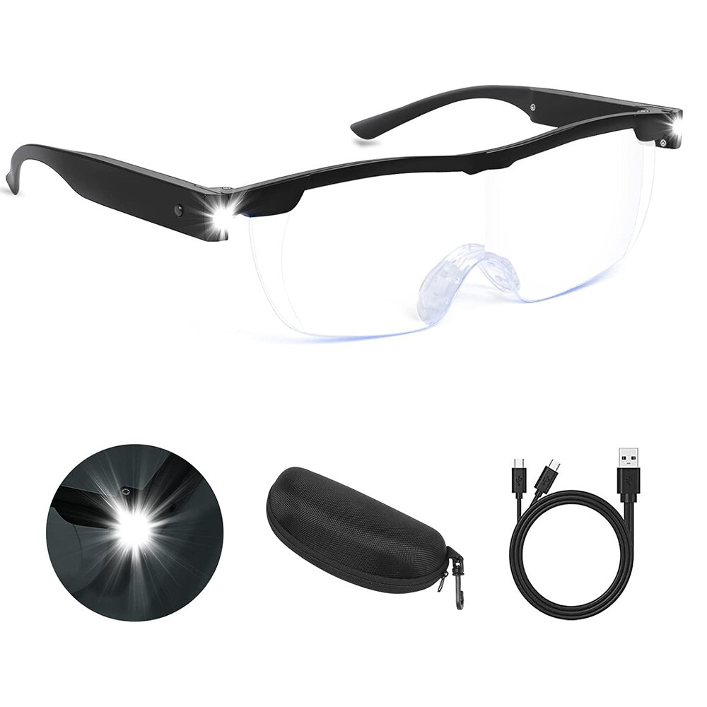 Reading Glasses W/ LED Light 180% Magnification USB Rechargeable Anti Blue Light-image