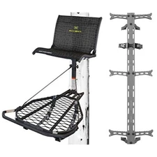 Hawk Kickback LVL Hang On Tree Stand with Footrest & Set of 3 Climbing Sticks