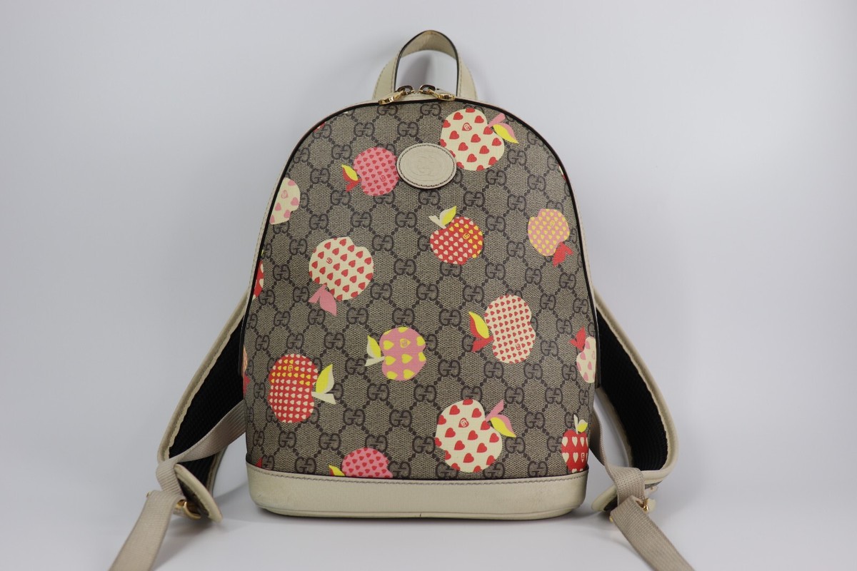 Gucci GG Supreme Canvas Le Pomme Apple Heart Backpack Cream 