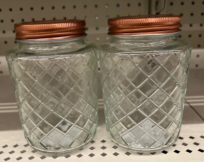 Decorative Glass Jar Bocal W/ Lid Set 2- Bottle