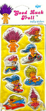 Vintage 1980  s Good Luck Troll Trolls Puffy Stickers Russ Sealed NEW OLD STOCK