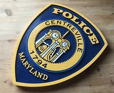 Police Centreville Maryland  3D routed wood patch sign plaque Custom