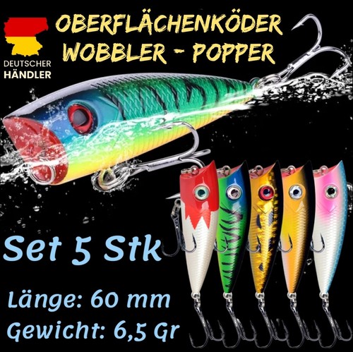 5er-Set Hecht Wobbler Köder - Lebensechte Kunstköder Für Raubfische In Süß- & Salzwasser