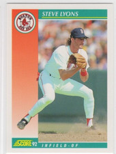 Steve Lyons 1992 Score Baseball Base Common #294 Boston Red Sox