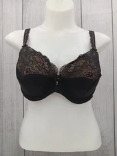 CurvyCouture T-shirt Underwire Bra Black with Lace Trim Size 42DD Style 1017 AA7