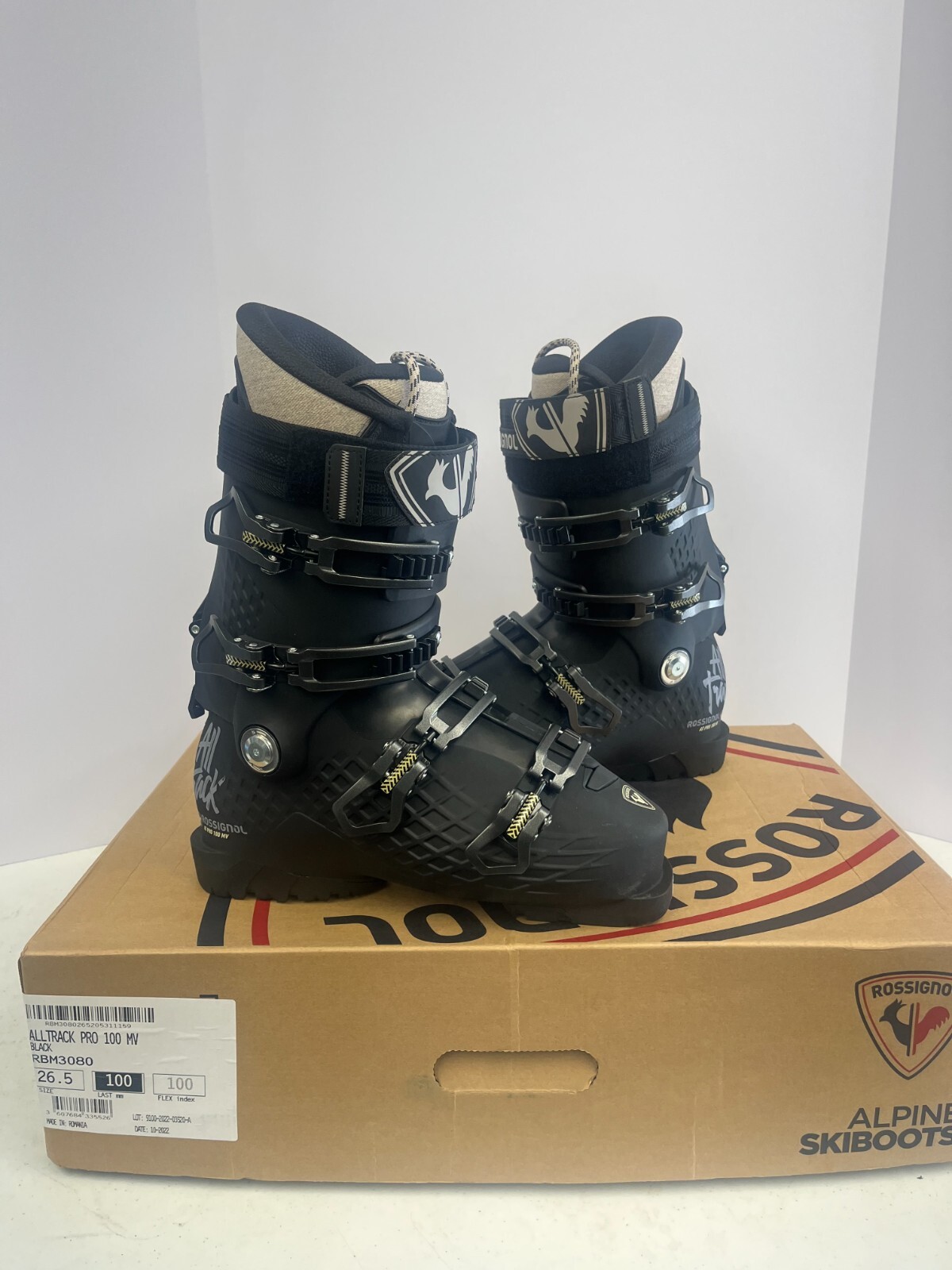 $530 Rossignol Alltrack Pro 100 MV Ski Boots NIB Sz 26.5 MP, 8.5 US Men's Black