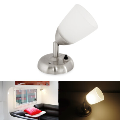 12V RV Trailer Interior LED Bedside Reading Lights with Glass Shade Warm White