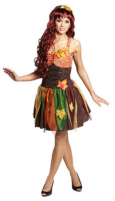 Sexy Herbstfee Gr. 42 Waldfee Fee Elf Karneval Kostüm Damen Kleid Fasching