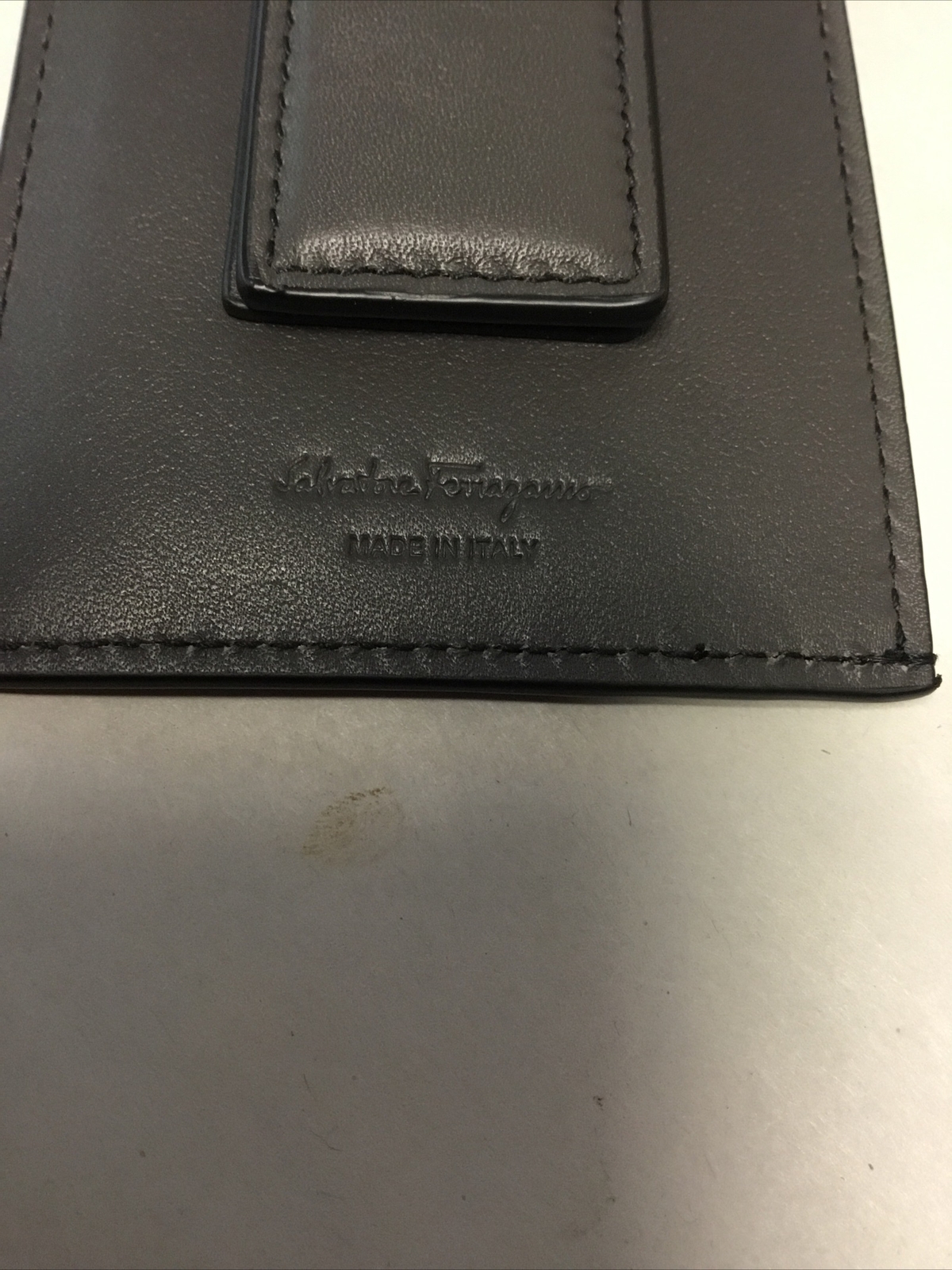 Salvatore Ferragamo REVIVAL Black/Brown Card Holder Money Clip NEW eBay