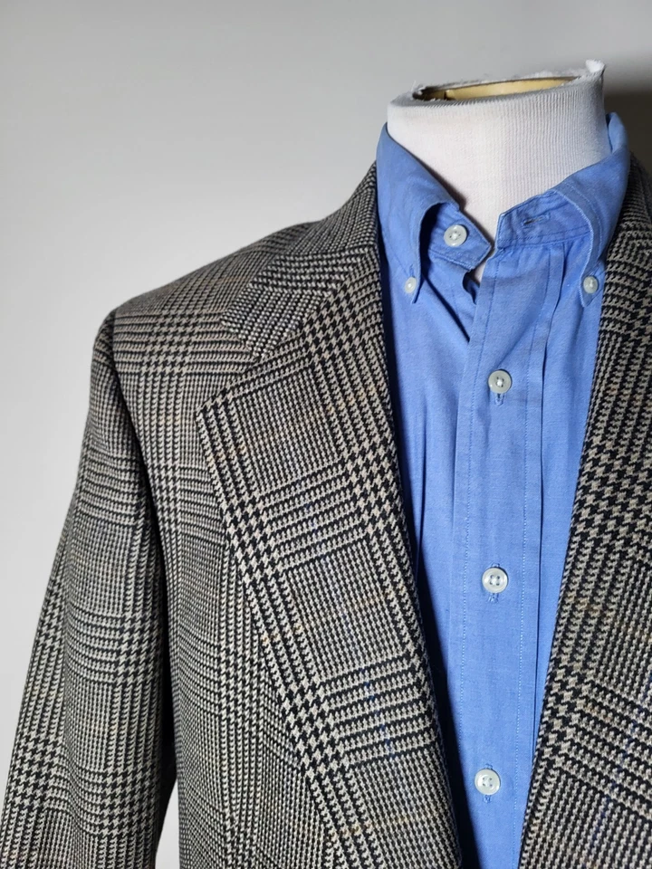 Chaqueta Blazer Abrigo Deportivo 42S Aquascutum Azul Naranja Negro Tostado Glen Cuadros Tweed Foto 4 de 4