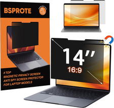 Magnetic Laptop Privacy Screen 14 Inch Diagonal 16:9 Display- Removable Anti-G