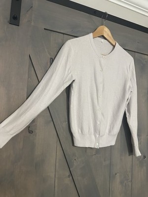 MUJI Labo Women M Cotton Silk Cardigan Ribbed Knit Old Money Academia Preppy