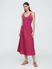 Gap Twist-Strap Scoopneck Midi Dress Large Pink Raspberry Cerise New