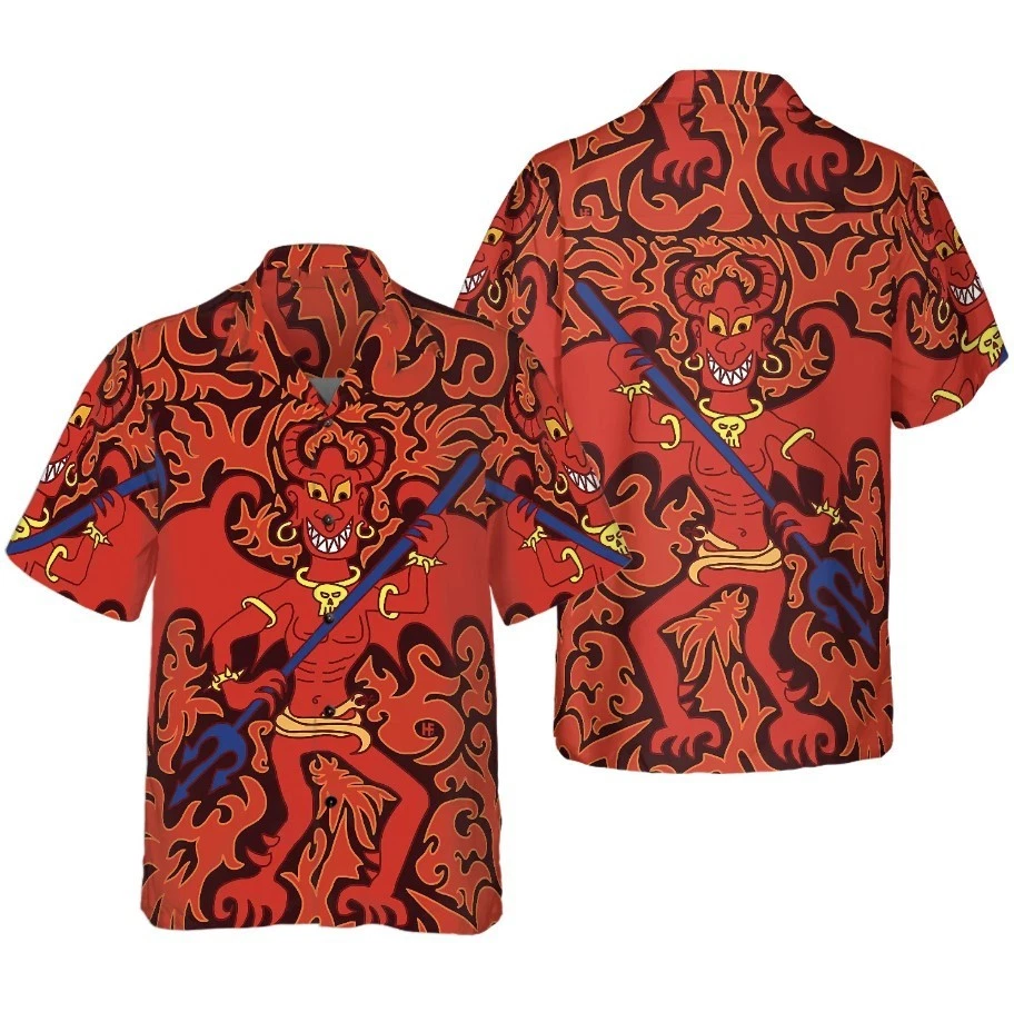 Cartoon Styled Demon Satanic Goth Gothic Hawaiian Shirt