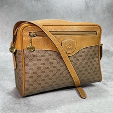 GUCCI 001.084.0852 GG Shoulder Bag Brown Beige Logo Leather Gold Hardware